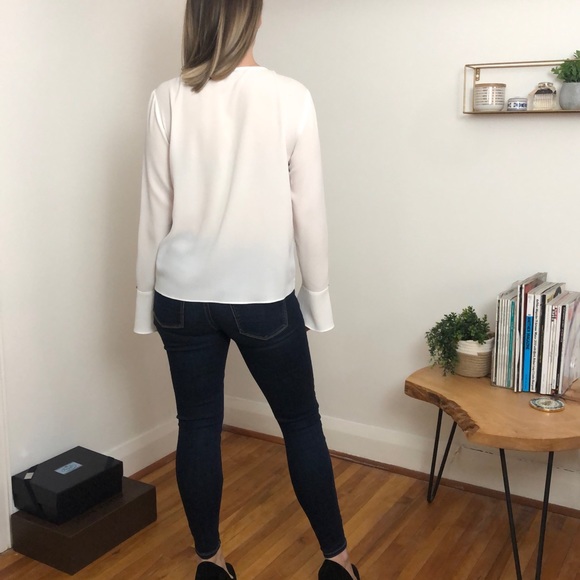 Vince Camuto Lace Up Blouse with Flutter Sleeve - Picture 3 of 12